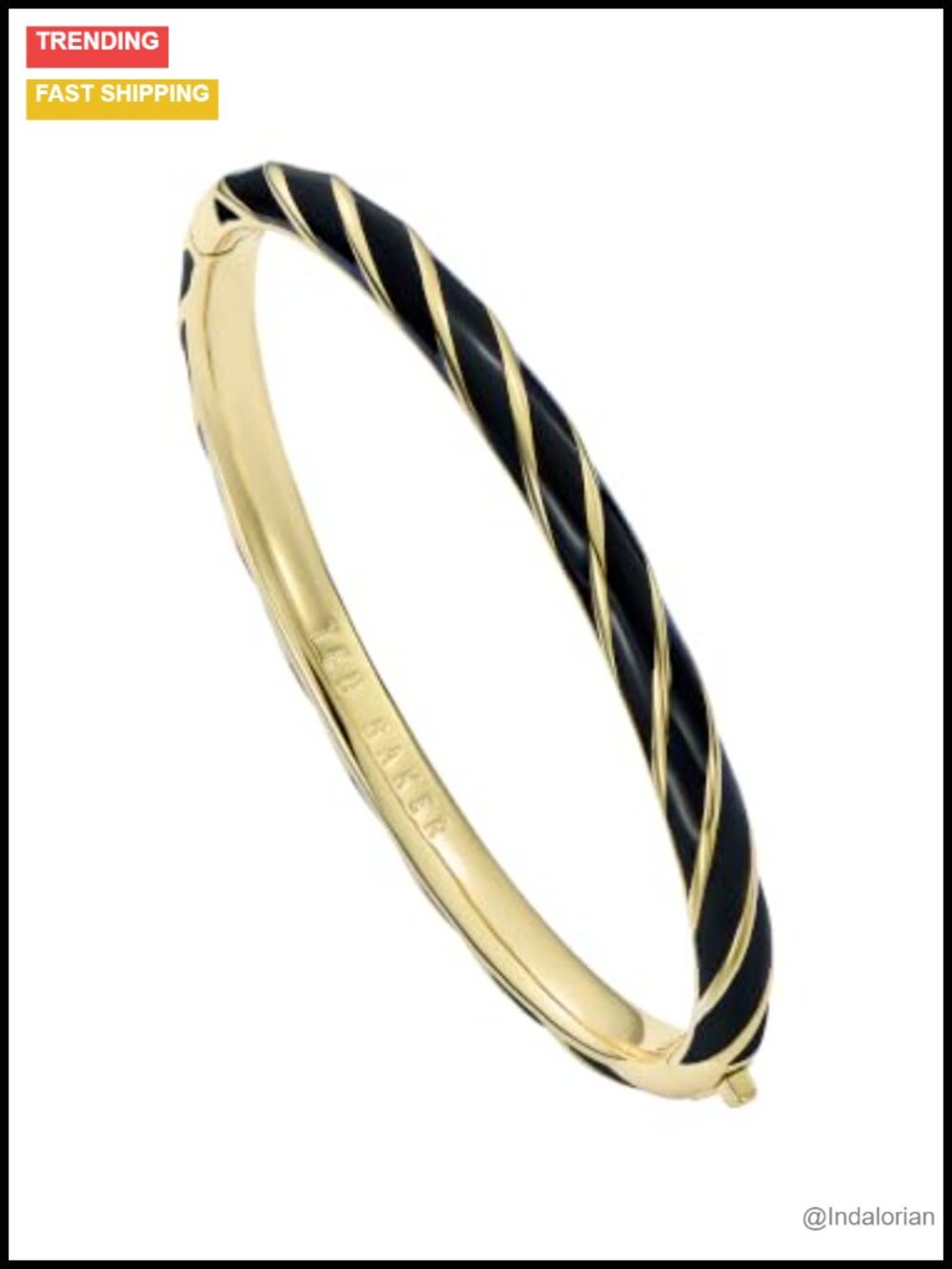 Ted Baker Trinity Twist Enamel Hinged Bangle Bracelet Gold-Tone Plated Brass